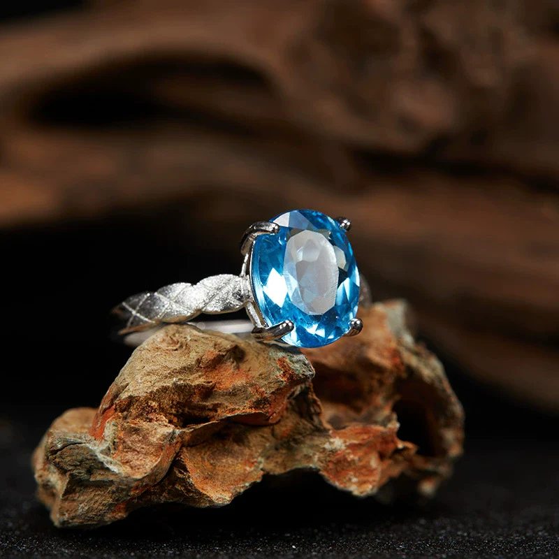 Wholesale Women's Geometric Natural Gem Set S925 Sterling Silver Ring