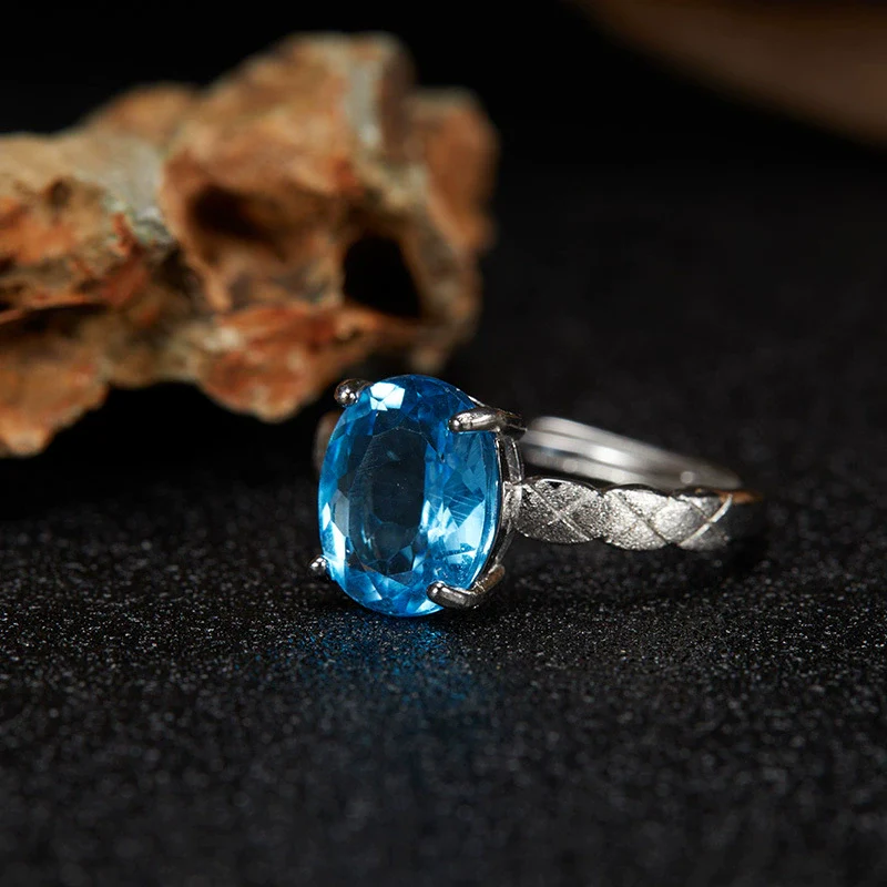 Wholesale Women's Geometric Natural Gem Set S925 Sterling Silver Ring - Image 3