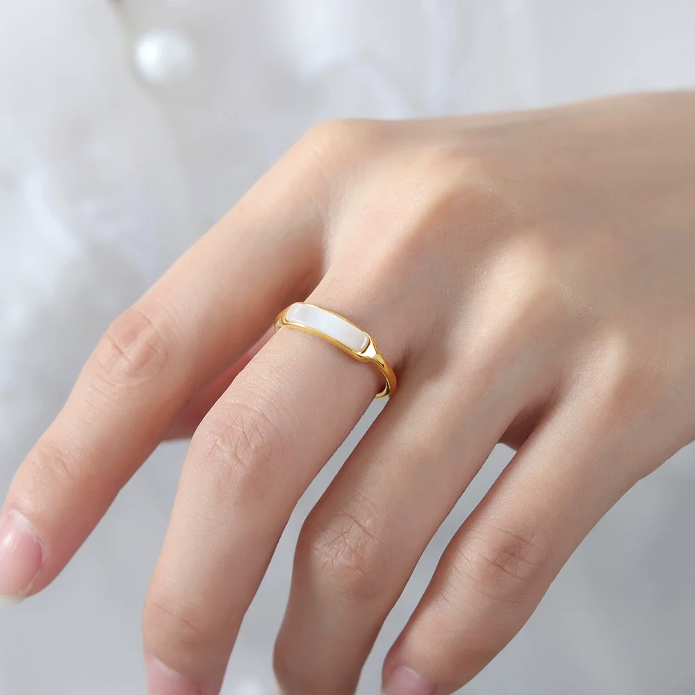 Wholesale Women's Geometric Niche Style Electroplated Titanium Steel Ring Jewelry - Image 7