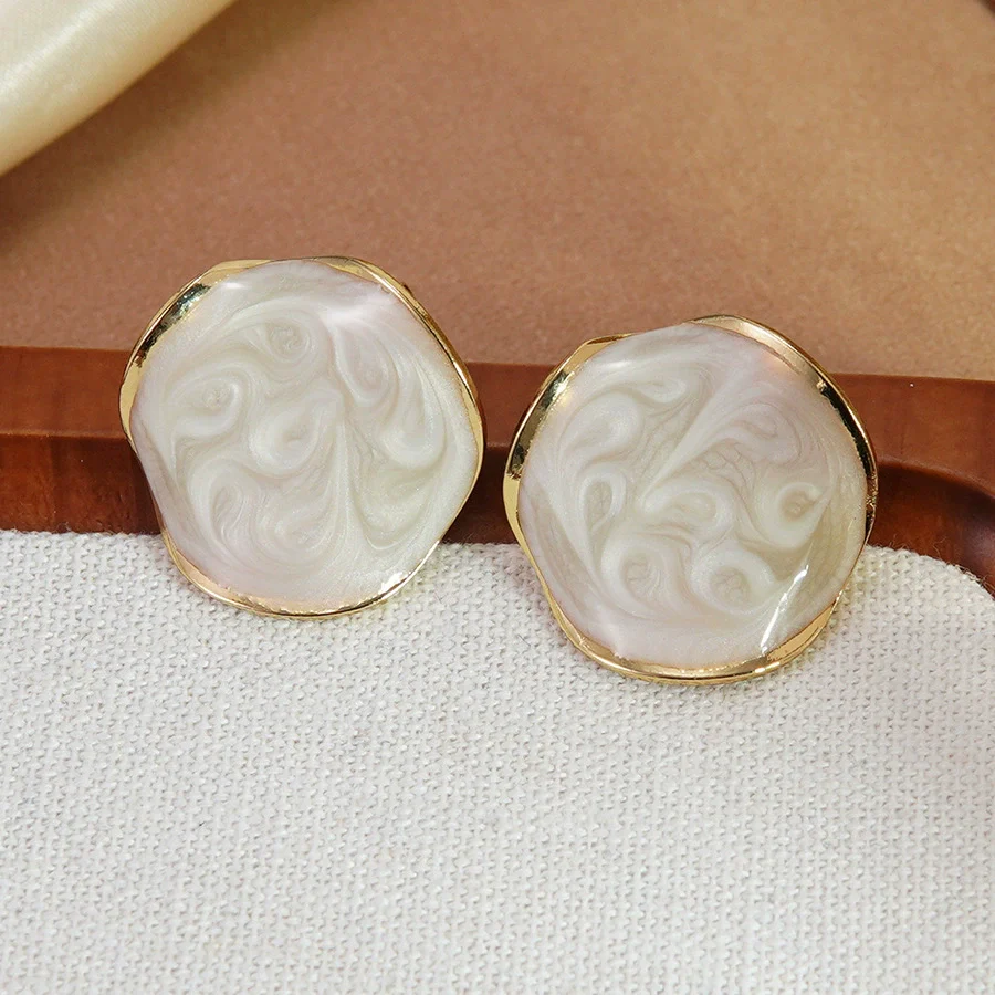 Wholesale Women's Geometric Oildripping Stainless Steel Earrings - Image 2