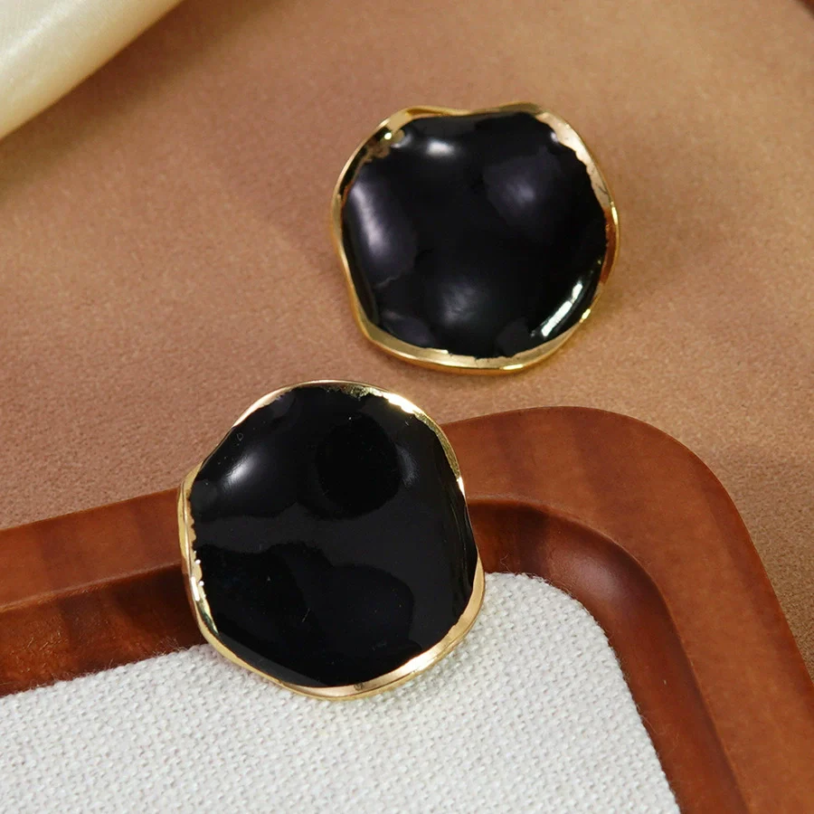 Wholesale Women's Geometric Oildripping Stainless Steel Earrings - Image 6