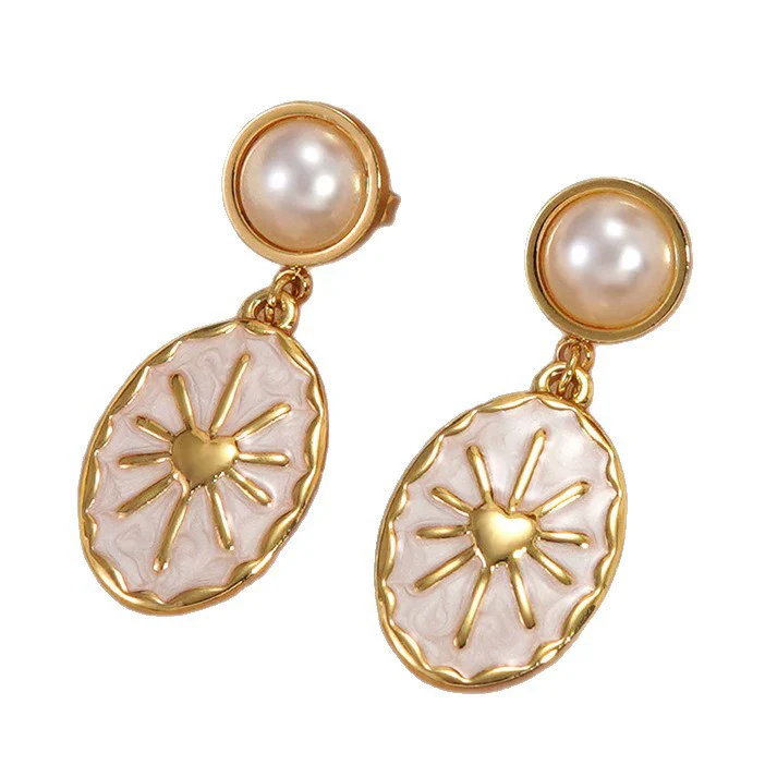 Wholesale Women's Geometric Oval Dripping Oil Stainless Steel Earrings - Image 5