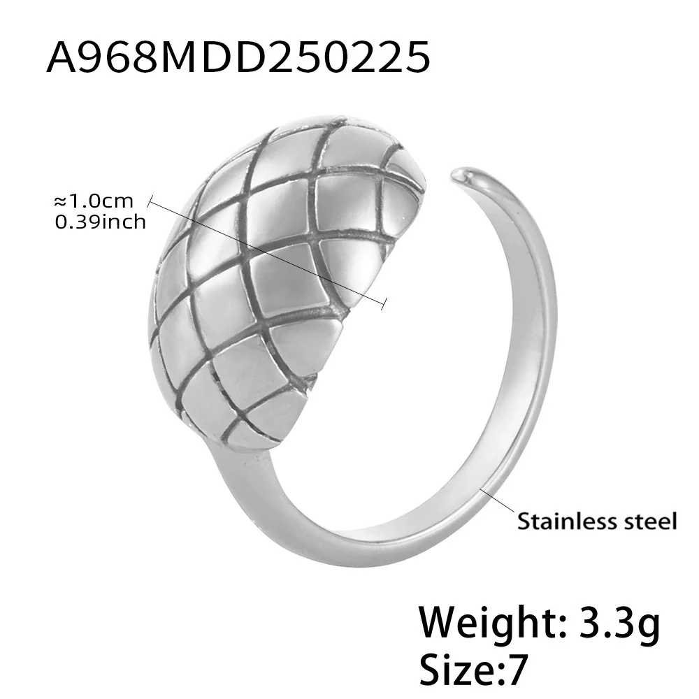 Wholesale Women's Geometric Pattern Open Stainless Steel Ring 18K Gold Plated - Image 6