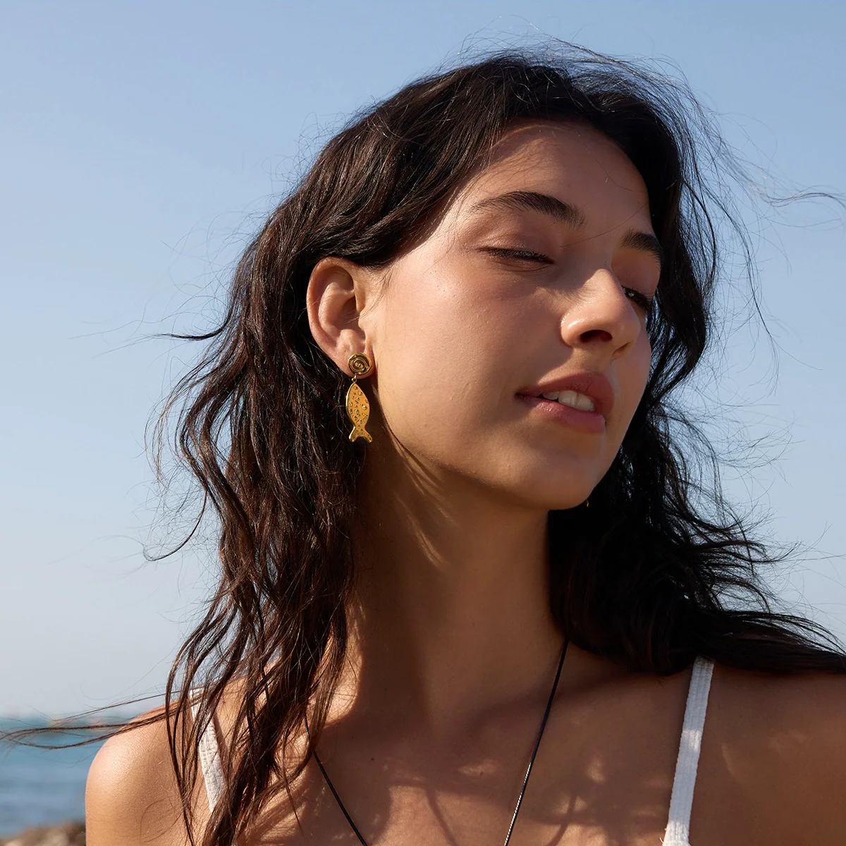 Wholesale Women's Geometric Pattern Stainless Steel Vacuum Real Gold Plated Earrings - Image 3