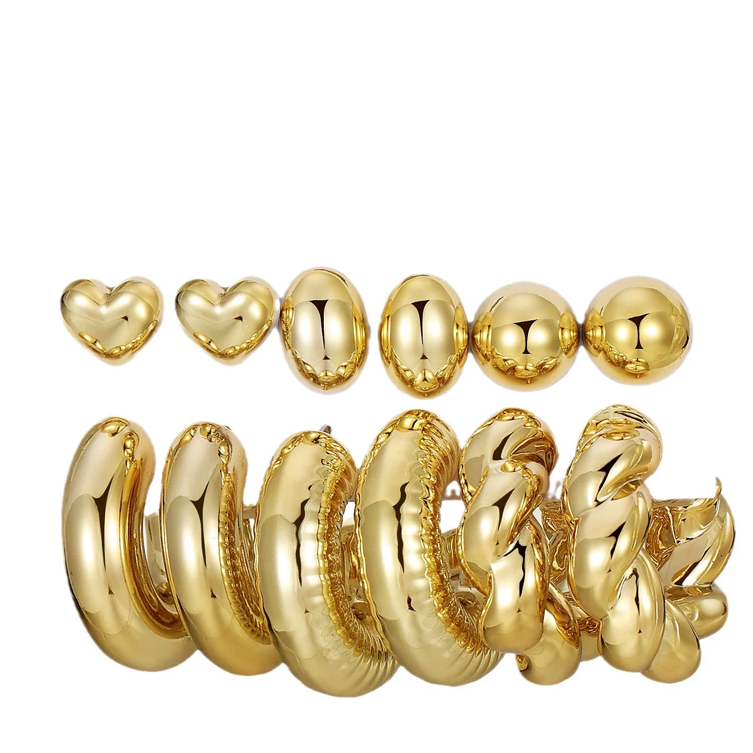 Wholesale Women's Geometric Plastic And Resin Water Drop And Cshaped Earrings With Electroplating Treatment - Image 5