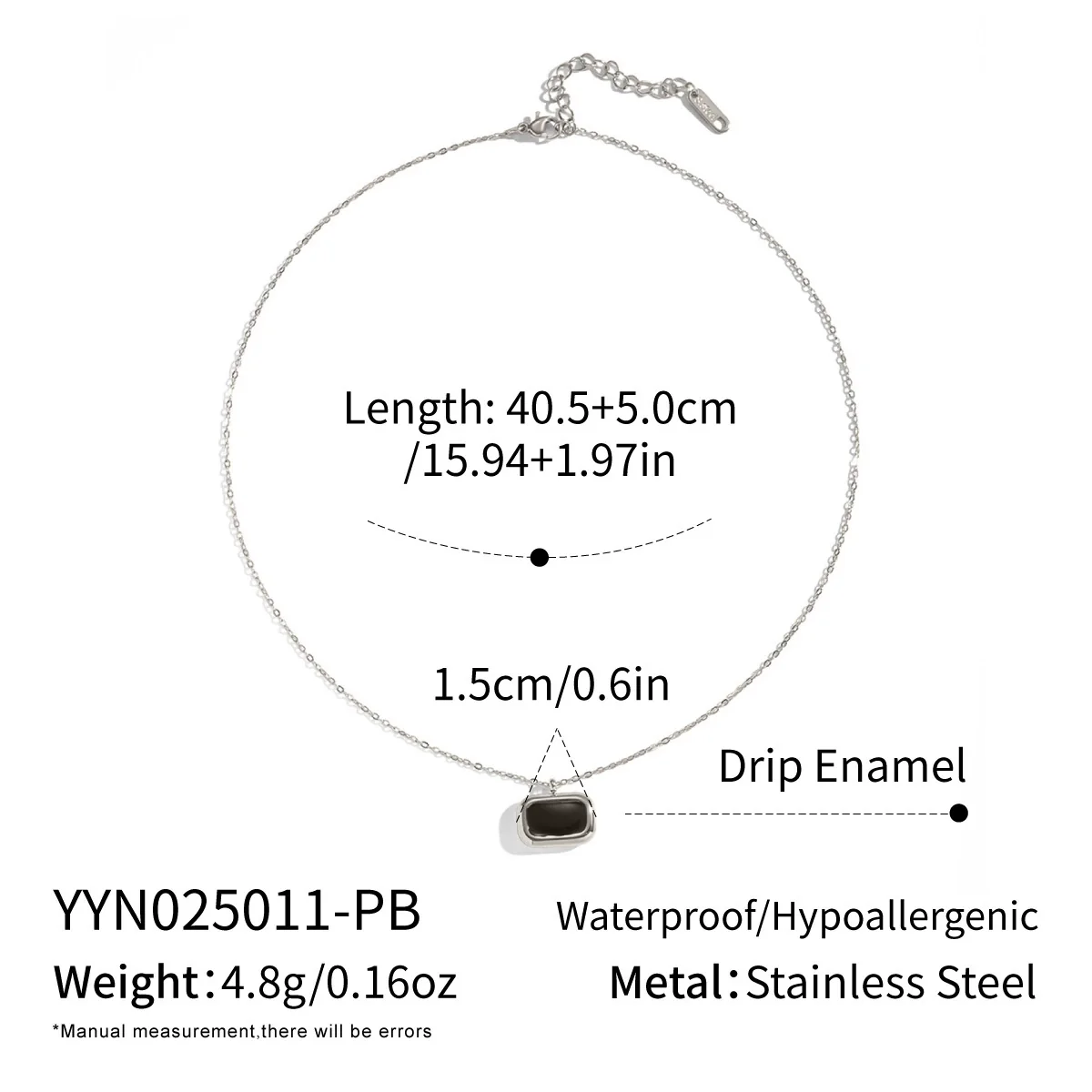 Wholesale Women's Geometric Rectangular Oil Drop Sweater Chain Necklace 18K Real Gold Plated Stainless Steel Jewelry Light Luxury Style - Image 6