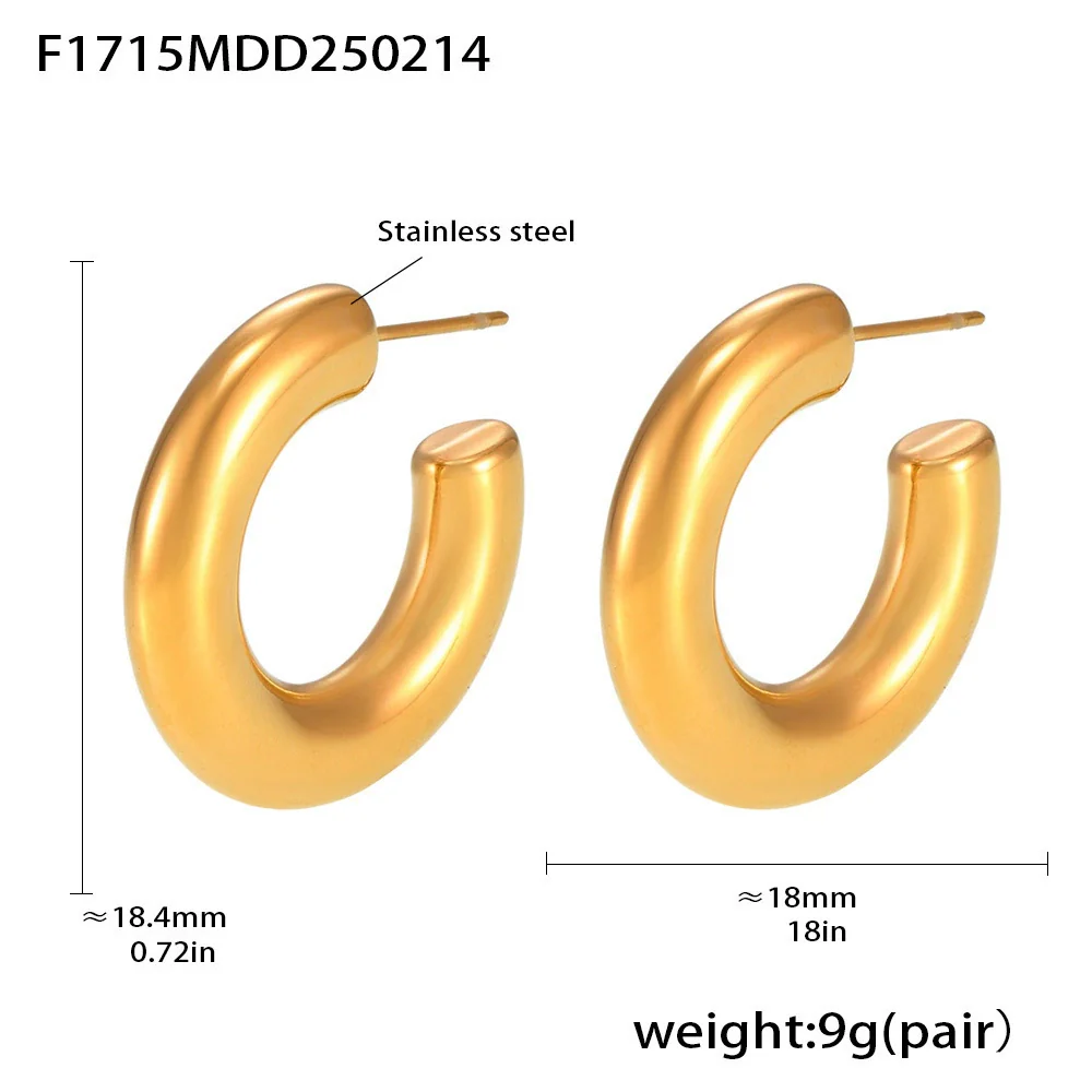 Wholesale Women's Geometric Retro Stainless Steel Electroplated Cshaped Earrings - Image 8