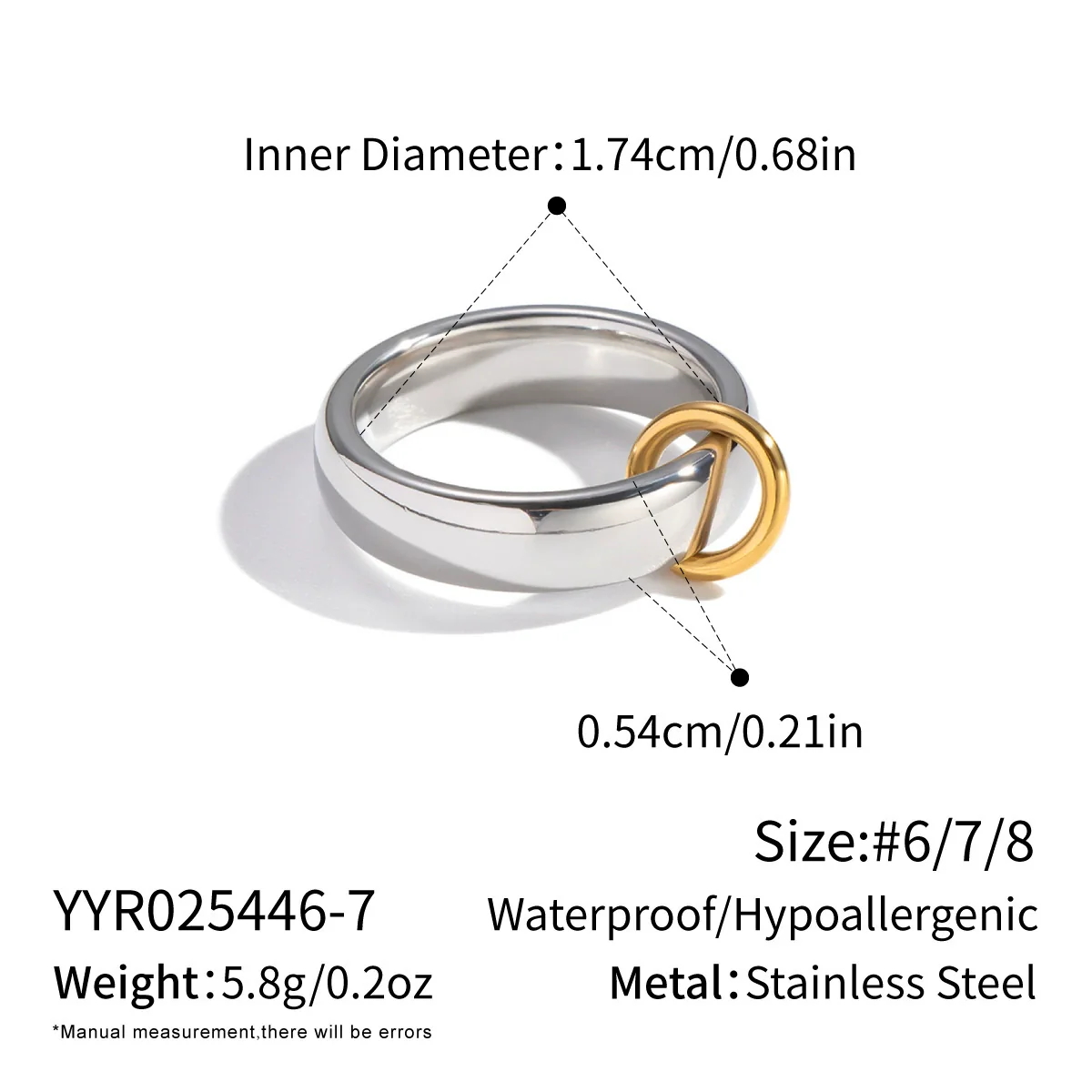 Wholesale Women's Geometric Round Stainless Steel Ring With Pvd Furnace Vacuum Real Gold Plating And Gold And Silver Mixed Color - Image 6
