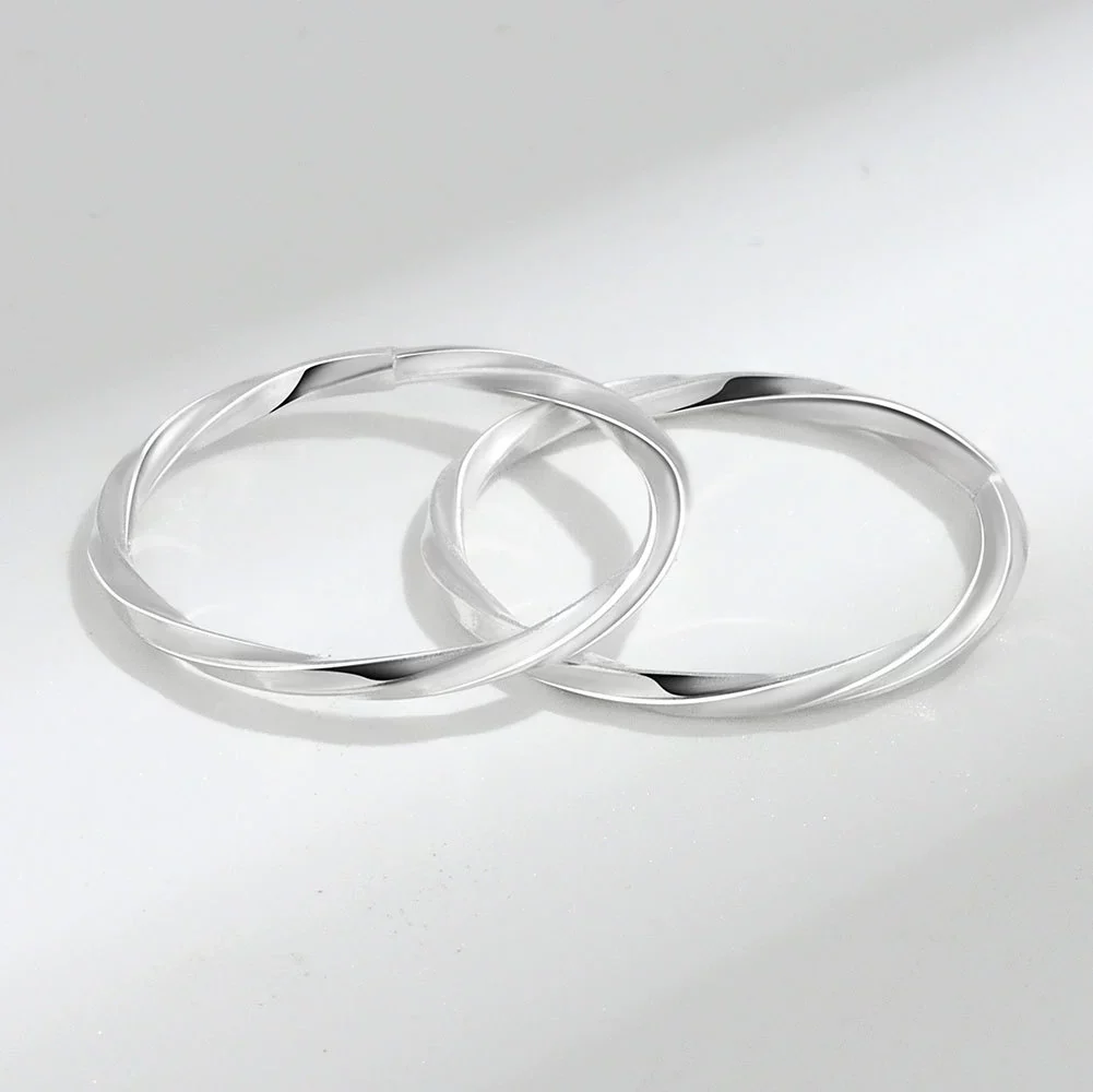 Wholesale Women's Geometric S925 Sterling Silver Ring With Electroplating And Twist Design - Image 4