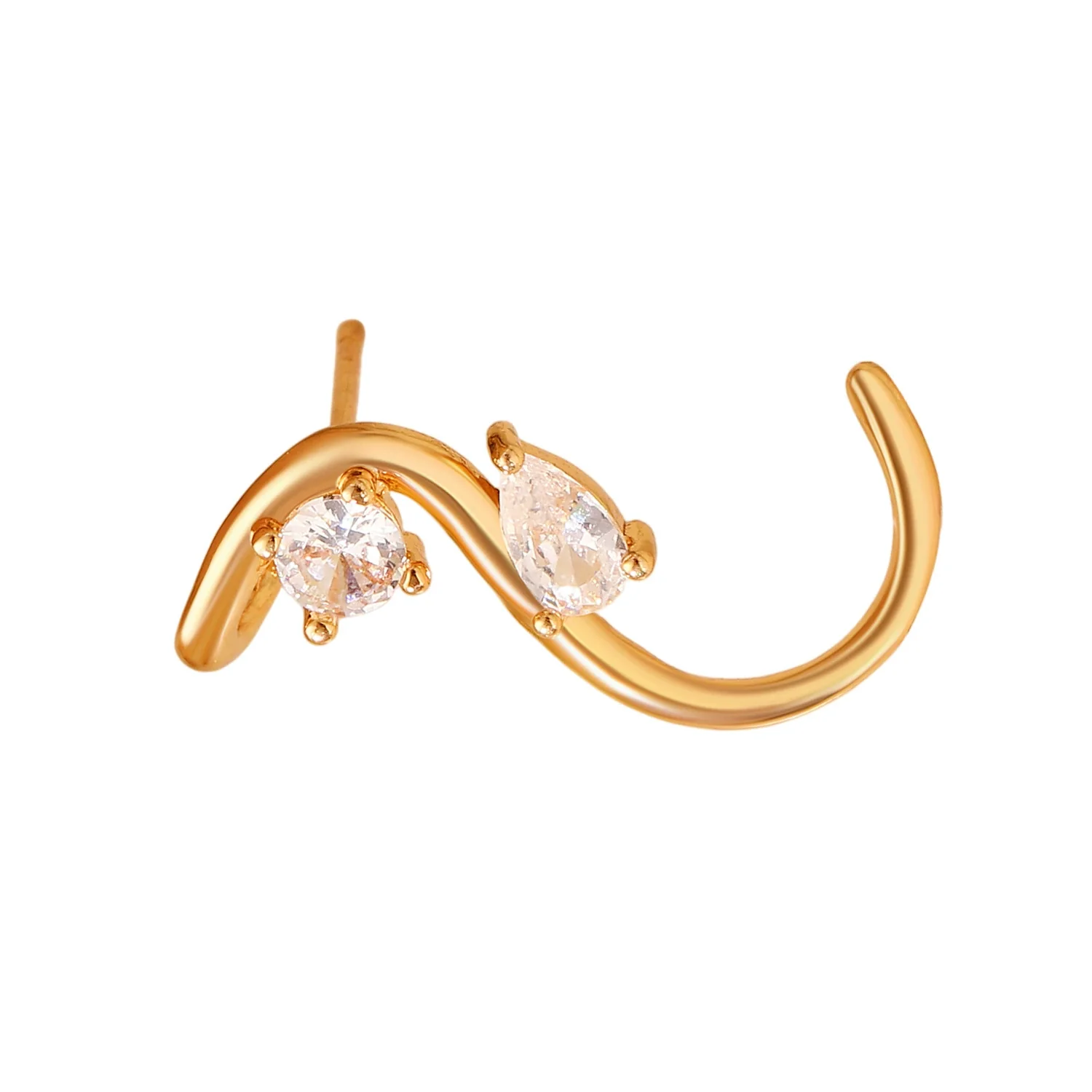 Wholesale Women's Geometric Shaped Copper Electroplated Diamondstudded Sshaped Earrings - Image 5
