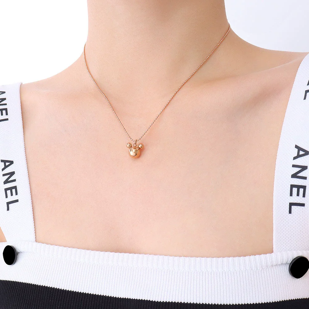 Wholesale Women's Geometric Simple Zodiac Threedimensional Mouse Pendant 18K Gold Plated Titanium Steel Ball Chain Necklace - Image 10