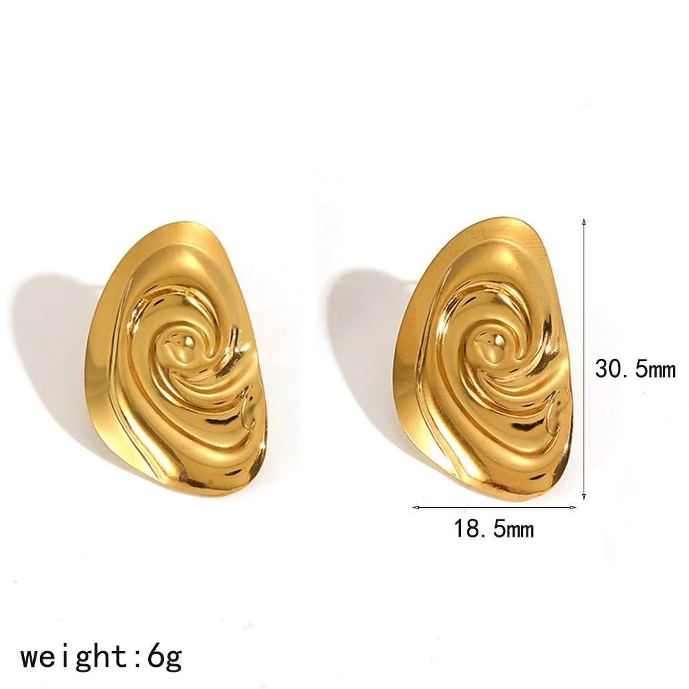 Wholesale Women's Geometric Spiral Stainless Steel And Titanium Steel Stud Earrings With Pvd Furnace Vacuum Real Gold Plating - Image 6