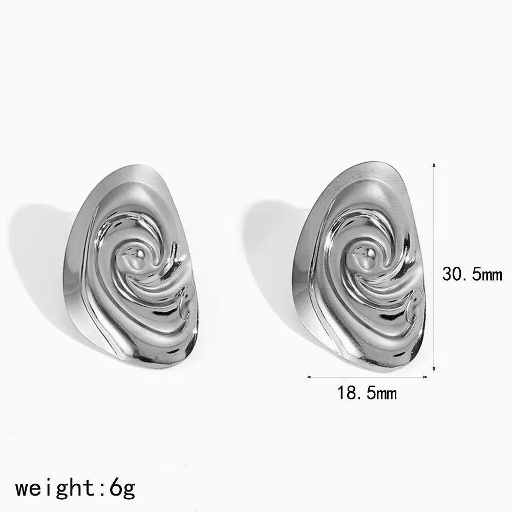 Wholesale Women's Geometric Spiral Stainless Steel And Titanium Steel Stud Earrings With Pvd Furnace Vacuum Real Gold Plating - Image 7