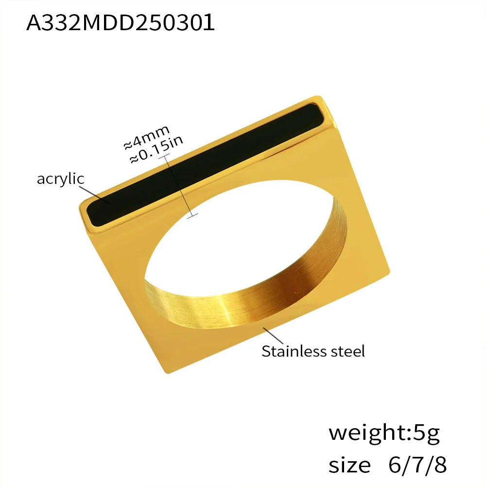 Wholesale Women's Geometric Square Ferris Wheel Acrylic And Stainless Steel 18K Gold Plated Ring Bracelet Jewelry - Image 6
