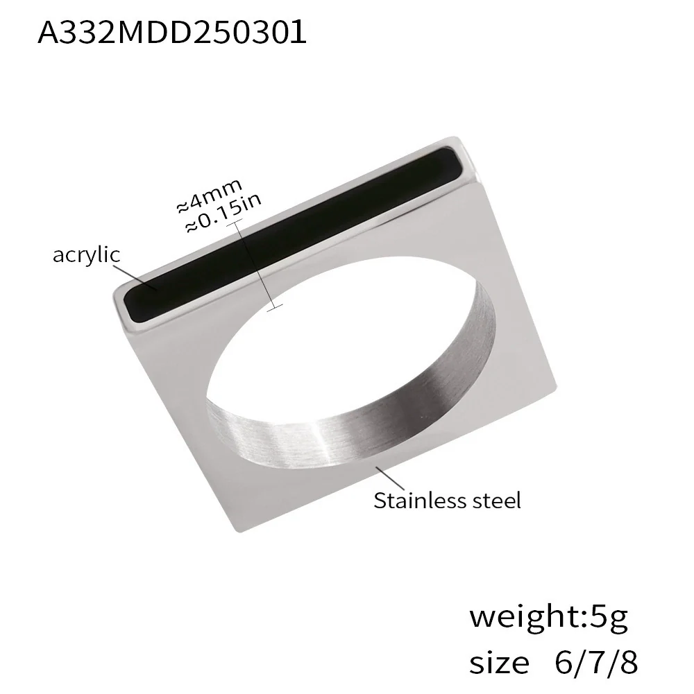 Wholesale Women's Geometric Square Ferris Wheel Acrylic And Stainless Steel 18K Gold Plated Ring Bracelet Jewelry - Image 7