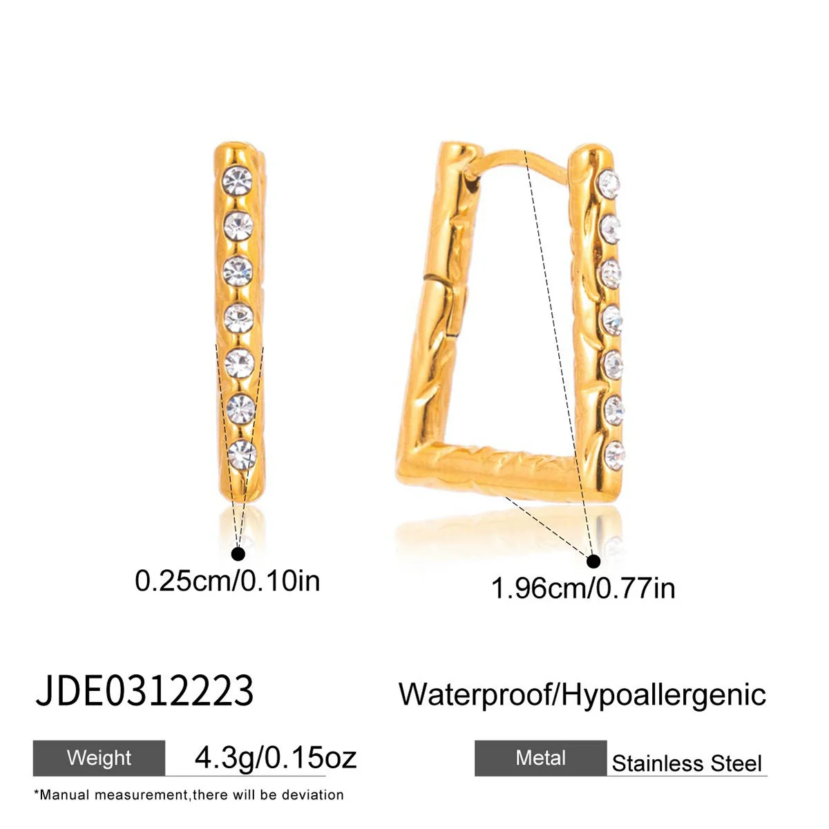 Wholesale Women's Geometric Square Stainless Steel Electroplated Earrings - Image 6