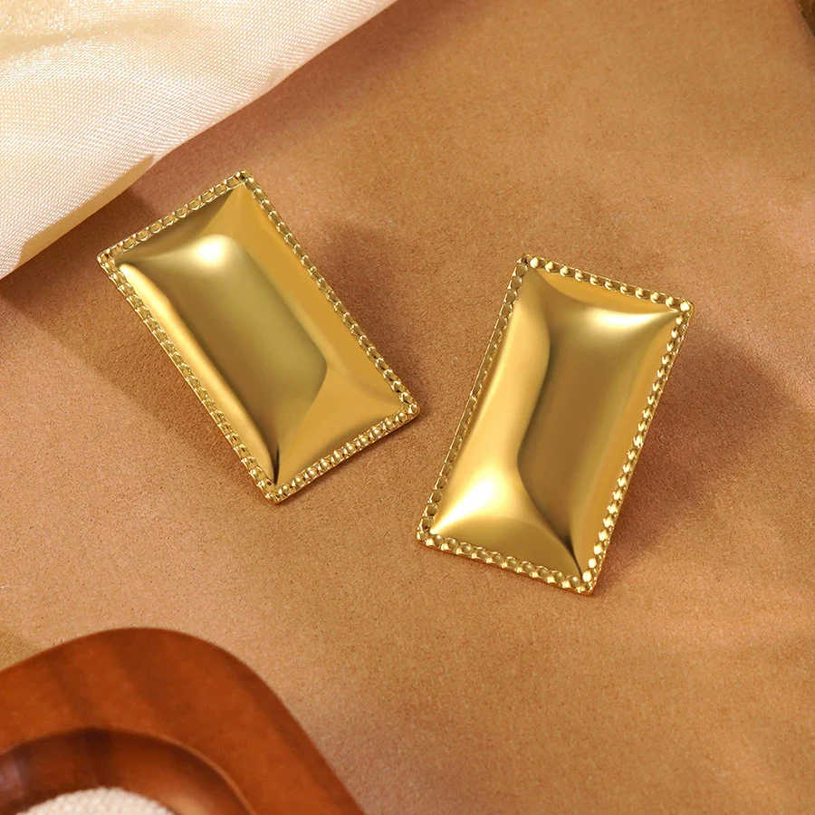 Wholesale Women's Geometric Square Stamped Stainless Steel Earrings Chic Style