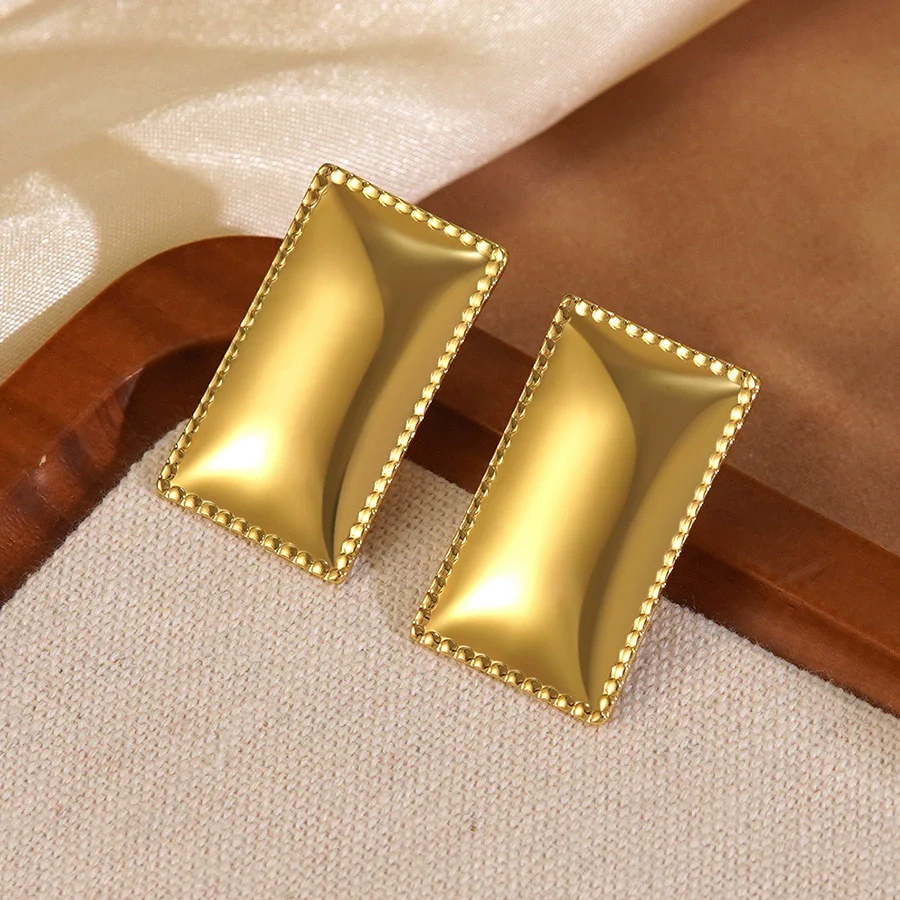 Wholesale Women's Geometric Square Stamped Stainless Steel Earrings Chic Style - Image 3