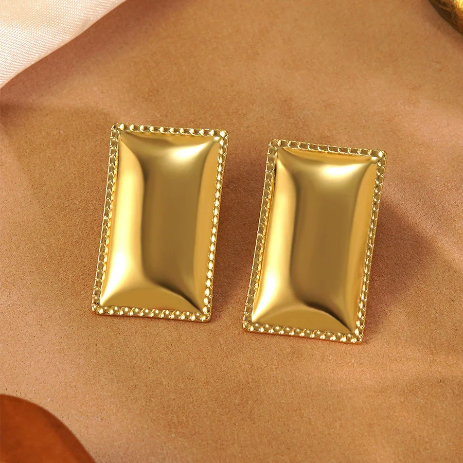 Wholesale Women's Geometric Square Stamped Stainless Steel Earrings Chic Style - Image 4