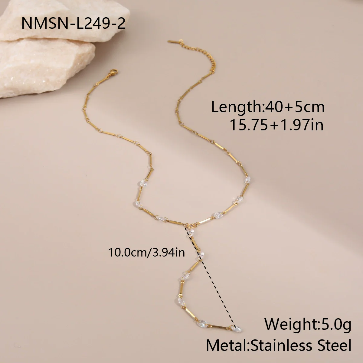 Wholesale Women's Geometric Stainless Steel 18K Electroplated Tassel Necklace - Image 7