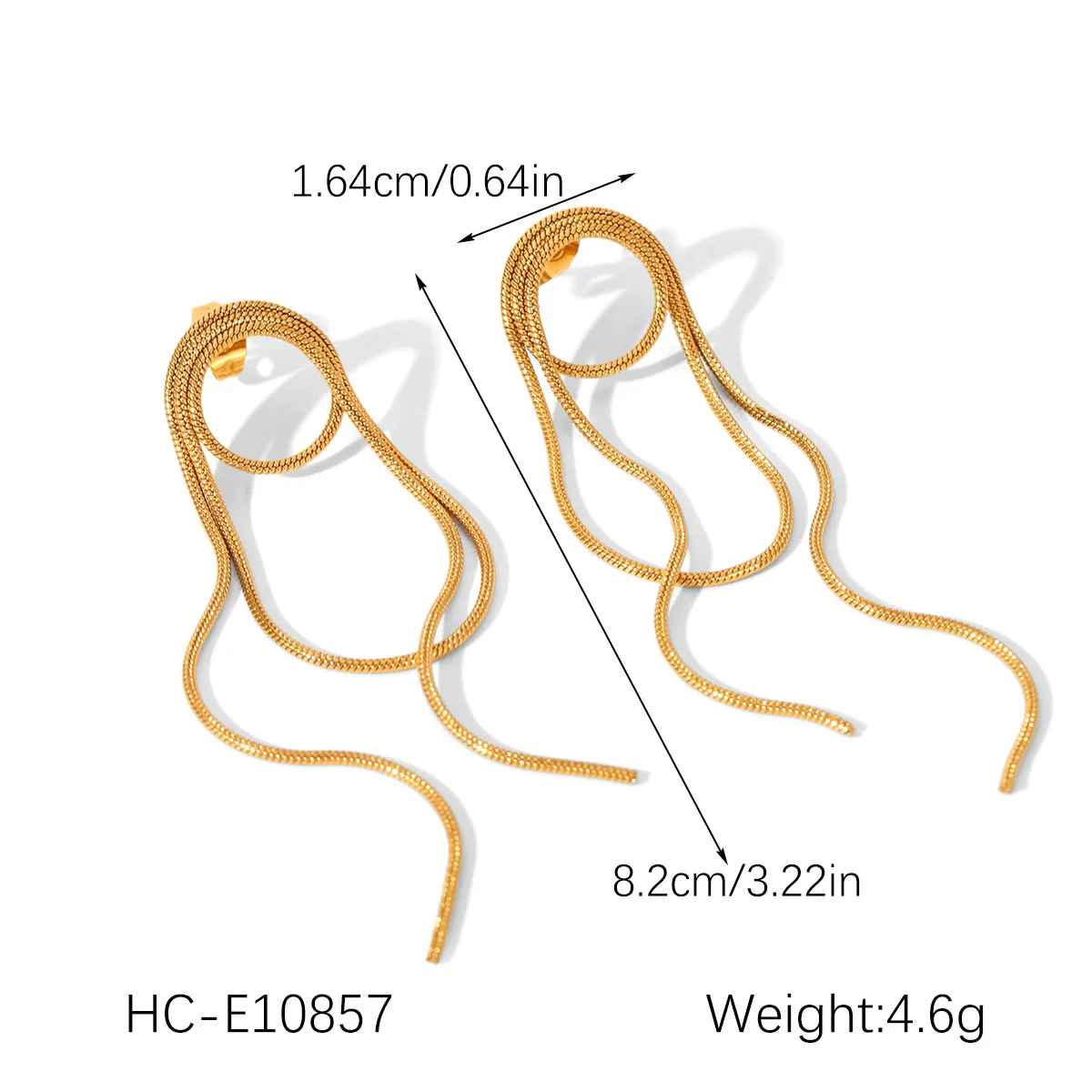 Wholesale Women's Geometric Stainless Steel 18K Gold Electroplated Tassel Long Earrings Jewelry - Image 15
