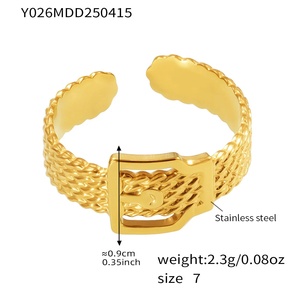 Wholesale Women's Geometric Stainless Steel 18K Gold Plated Finger Ring - Image 12