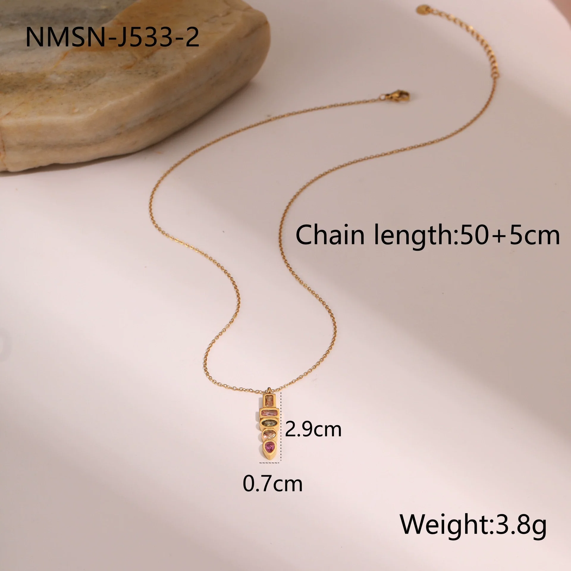 Wholesale Women's Geometric Stainless Steel 18K Gold Plated Jewelry Set Including Necklace Earrings And Ring - Image 10