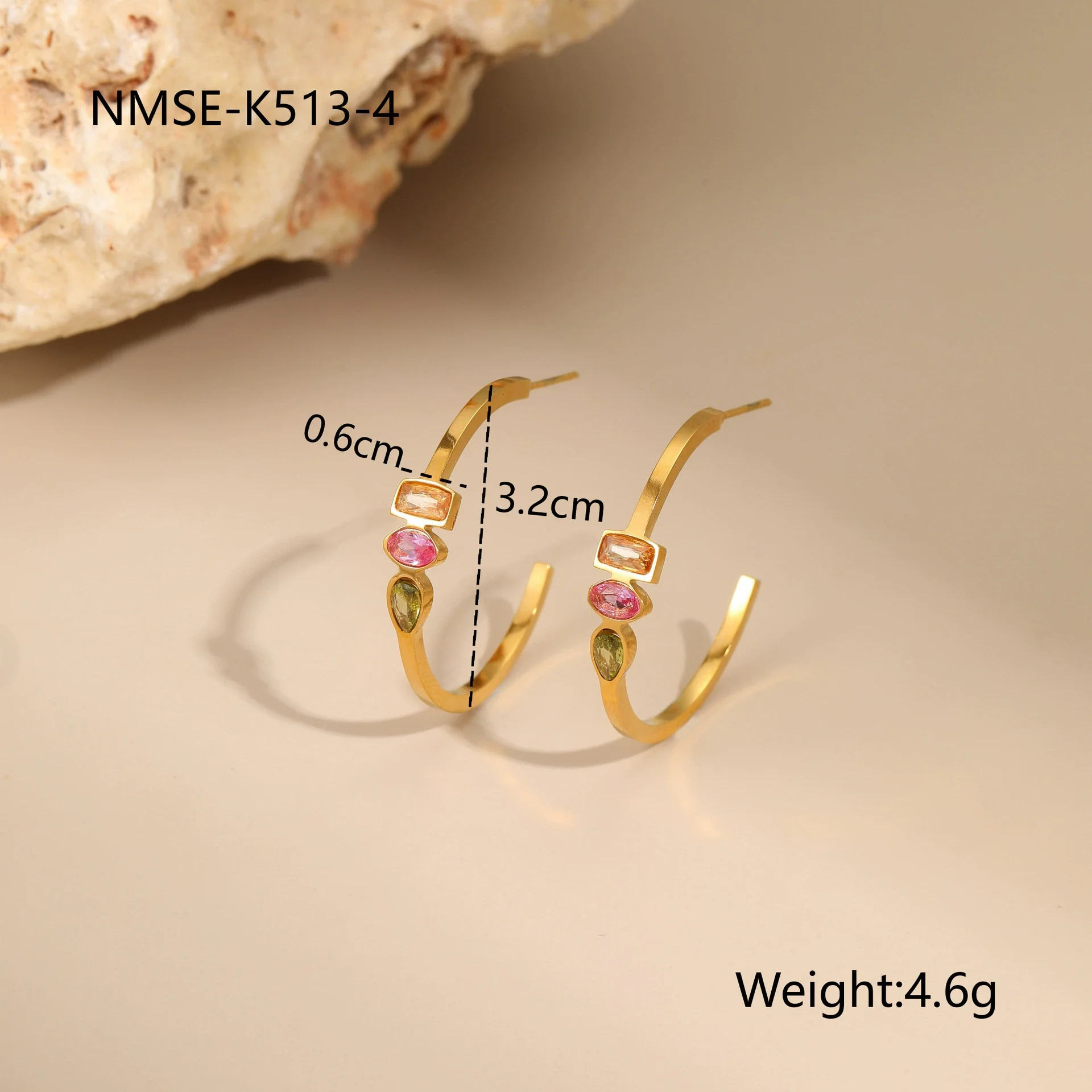 Wholesale Women's Geometric Stainless Steel 18K Gold Plated Jewelry Set Including Necklace Earrings And Ring - Image 9