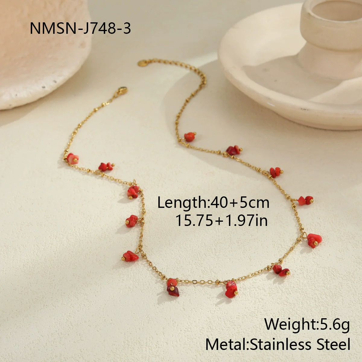 Wholesale Women's Geometric Stainless Steel 18K Gold Plated Necklace Jewelry - Image 7