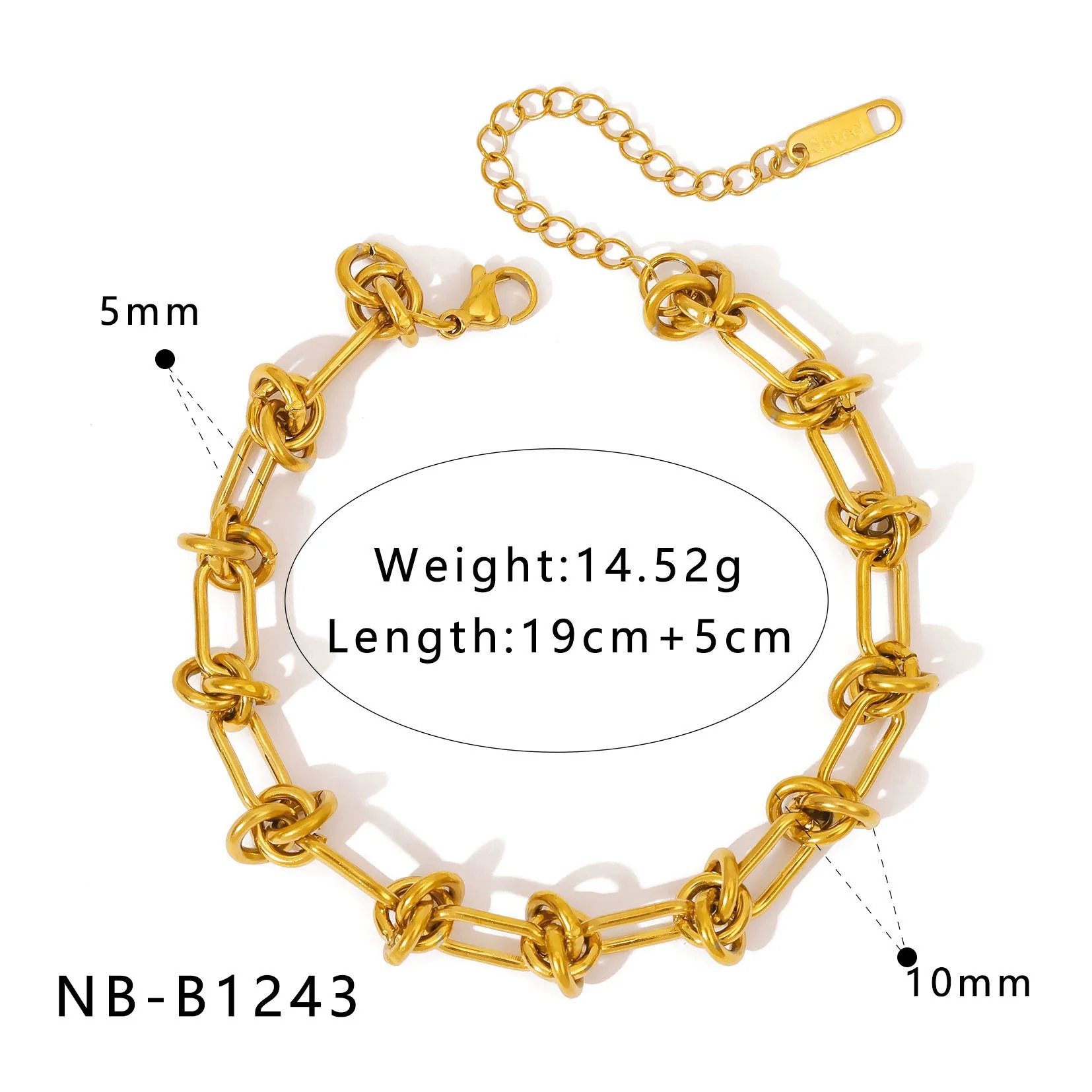 Wholesale Women's Geometric Stainless Steel 18K Goldplated Bracelets With Rock Elements - Image 11
