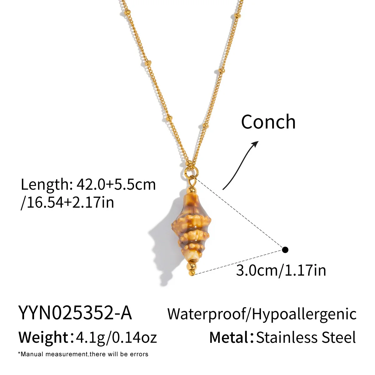 Wholesale Women's Geometric Stainless Steel 18K Real Gold Plated Bead Chain Pendant Necklace With Pvd Furnace Vacuum Real Gold Plating - Image 6