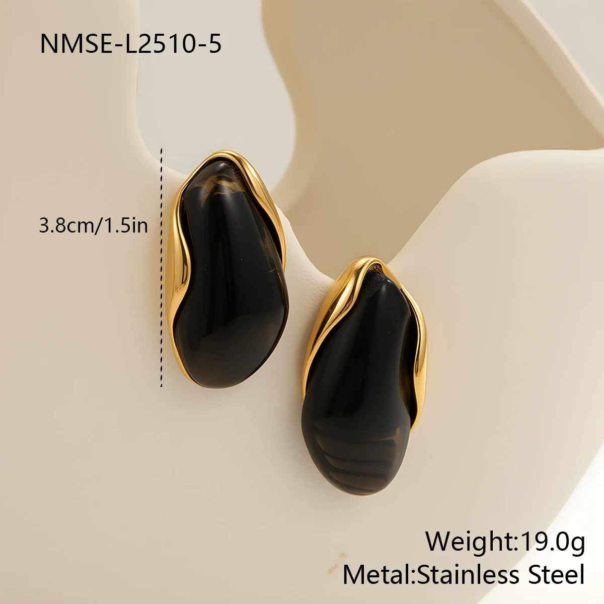 Wholesale Women's Geometric Stainless Steel And Resin Electroplated Earrings - Image 10