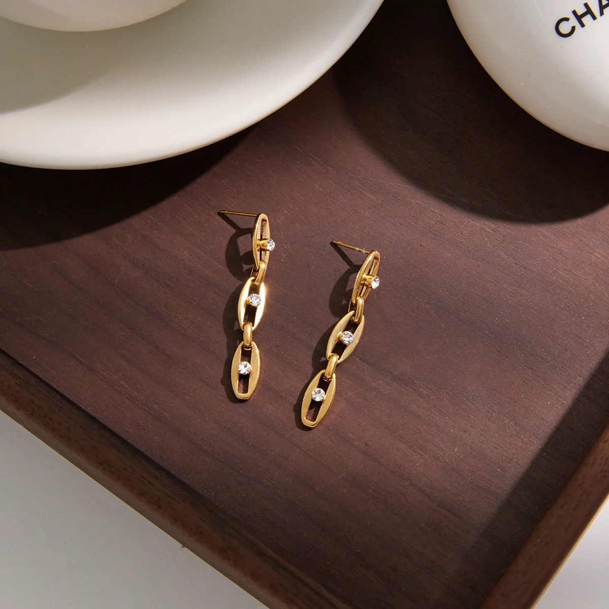 Wholesale Women's Geometric Stainless Steel And Titanium Steel Earrings With Pvd Furnace Vacuum Real Gold Plating - Image 3