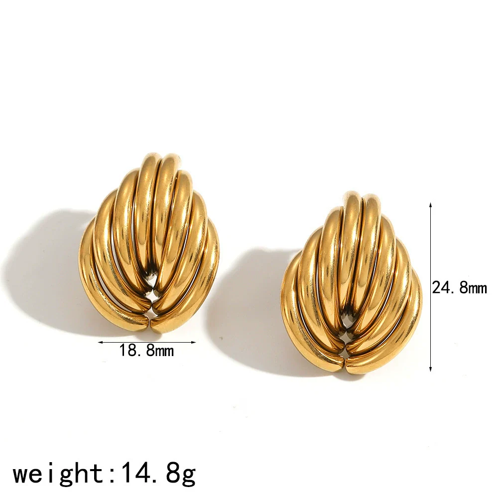 Wholesale Women's Geometric Stainless Steel And Titanium Steel Earrings With Pvd Furnace Vacuum Real Gold Plating - Image 6