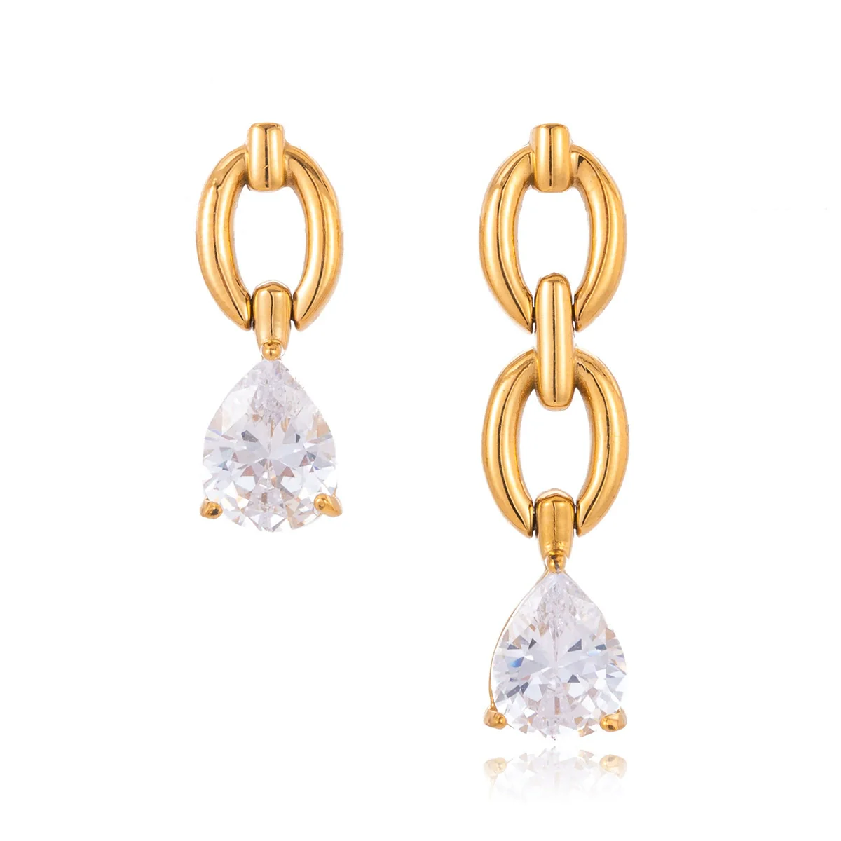 Wholesale Women's Geometric Stainless Steel And Titanium Steel Earrings With Vacuum Real Gold Plating - Image 5