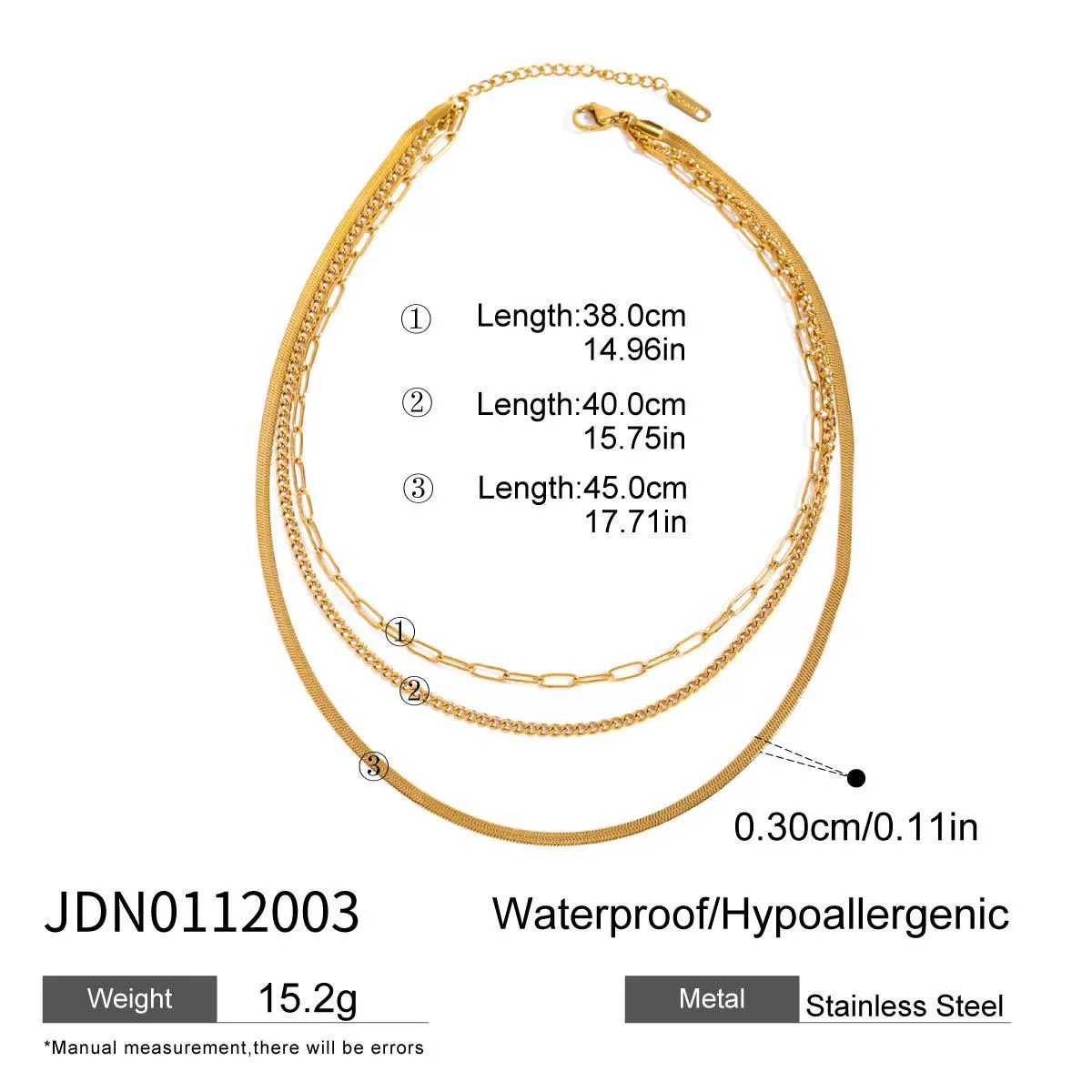 Wholesale Women's Geometric Stainless Steel And Titanium Steel Electroplated Threelayer Stacked Necklace - Image 14