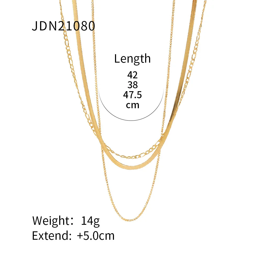 Wholesale Women's Geometric Stainless Steel And Titanium Steel Electroplated Threelayer Stacked Necklace - Image 19