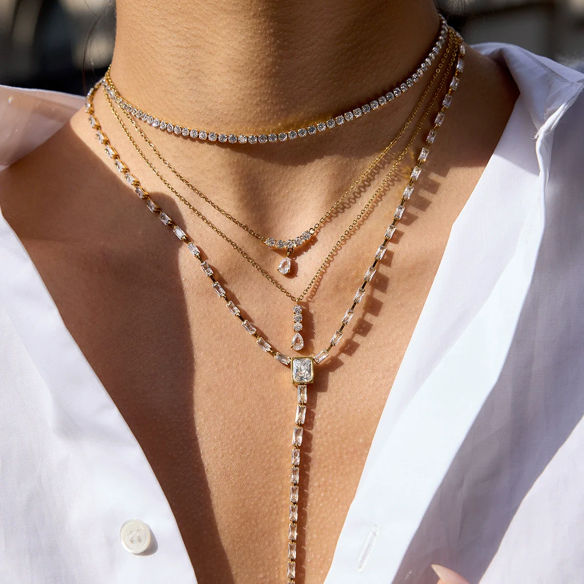 Wholesale Women's Geometric Stainless Steel And Titanium Steel Necklace With Pvd Furnace Vacuum Real Gold Plating - Image 2