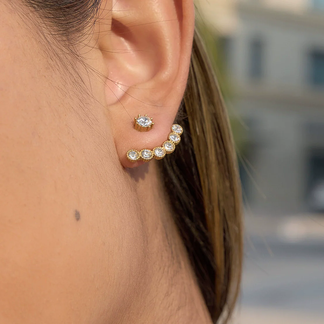 Wholesale Women's Geometric Stainless Steel And Titanium Steel Vacuum Real Gold Plated Stud Earrings - Image 3