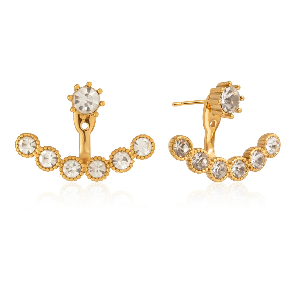 Wholesale Women's Geometric Stainless Steel And Titanium Steel Vacuum Real Gold Plated Stud Earrings - Image 5