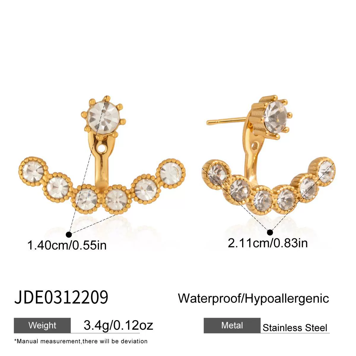 Wholesale Women's Geometric Stainless Steel And Titanium Steel Vacuum Real Gold Plated Stud Earrings - Image 6