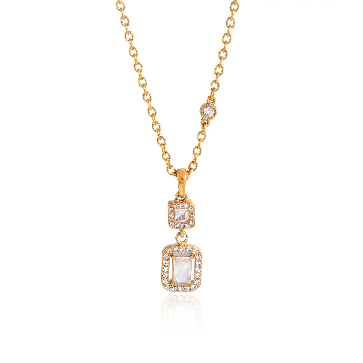 Wholesale Women's Geometric Stainless Steel Clavicle Necklace With Vacuum Real Gold Plating - Image 5