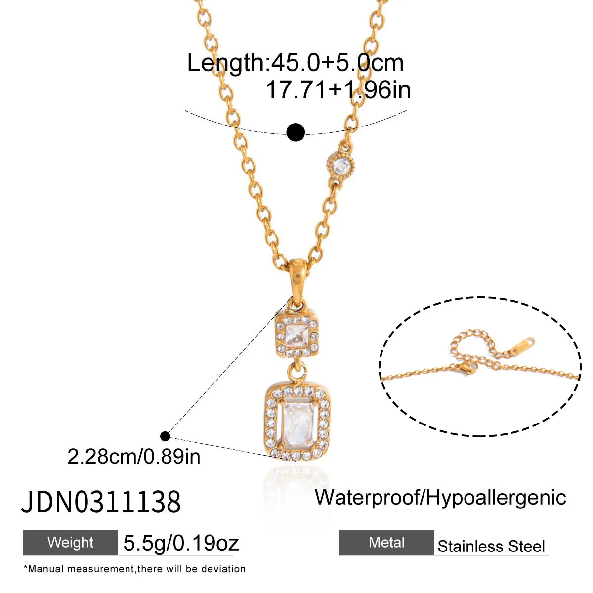 Wholesale Women's Geometric Stainless Steel Clavicle Necklace With Vacuum Real Gold Plating - Image 7