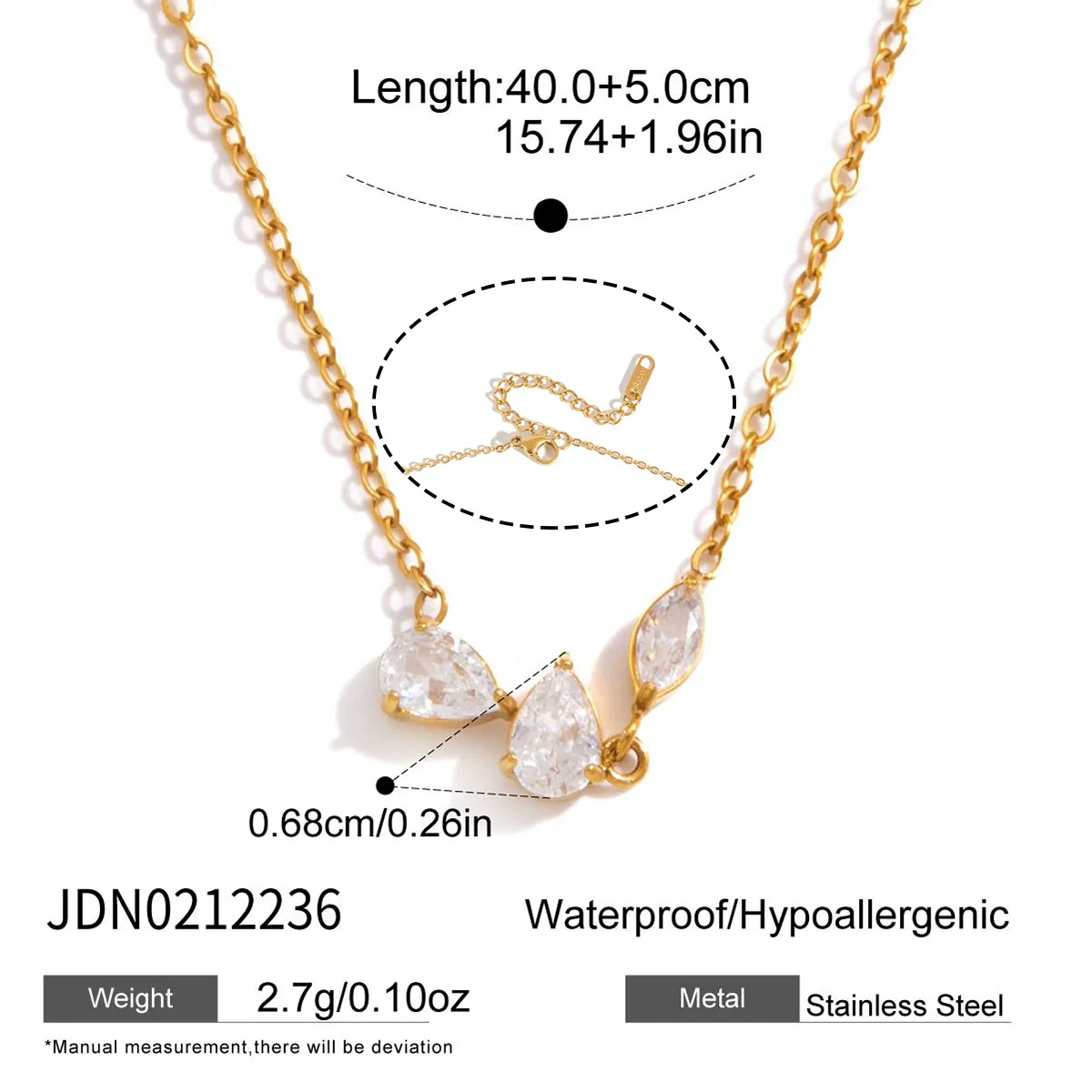Wholesale Women's Geometric Stainless Steel Clavicle Necklace With Vacuum Real Gold Plating - Image 8