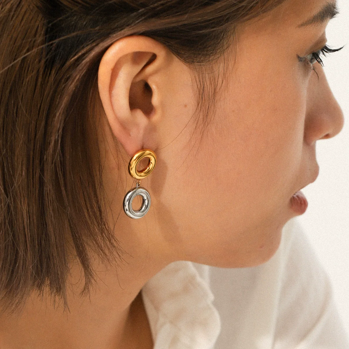 Wholesale Women's Geometric Stainless Steel Earrings With Pvd Furnace Vacuum Real Gold Plating - Image 3