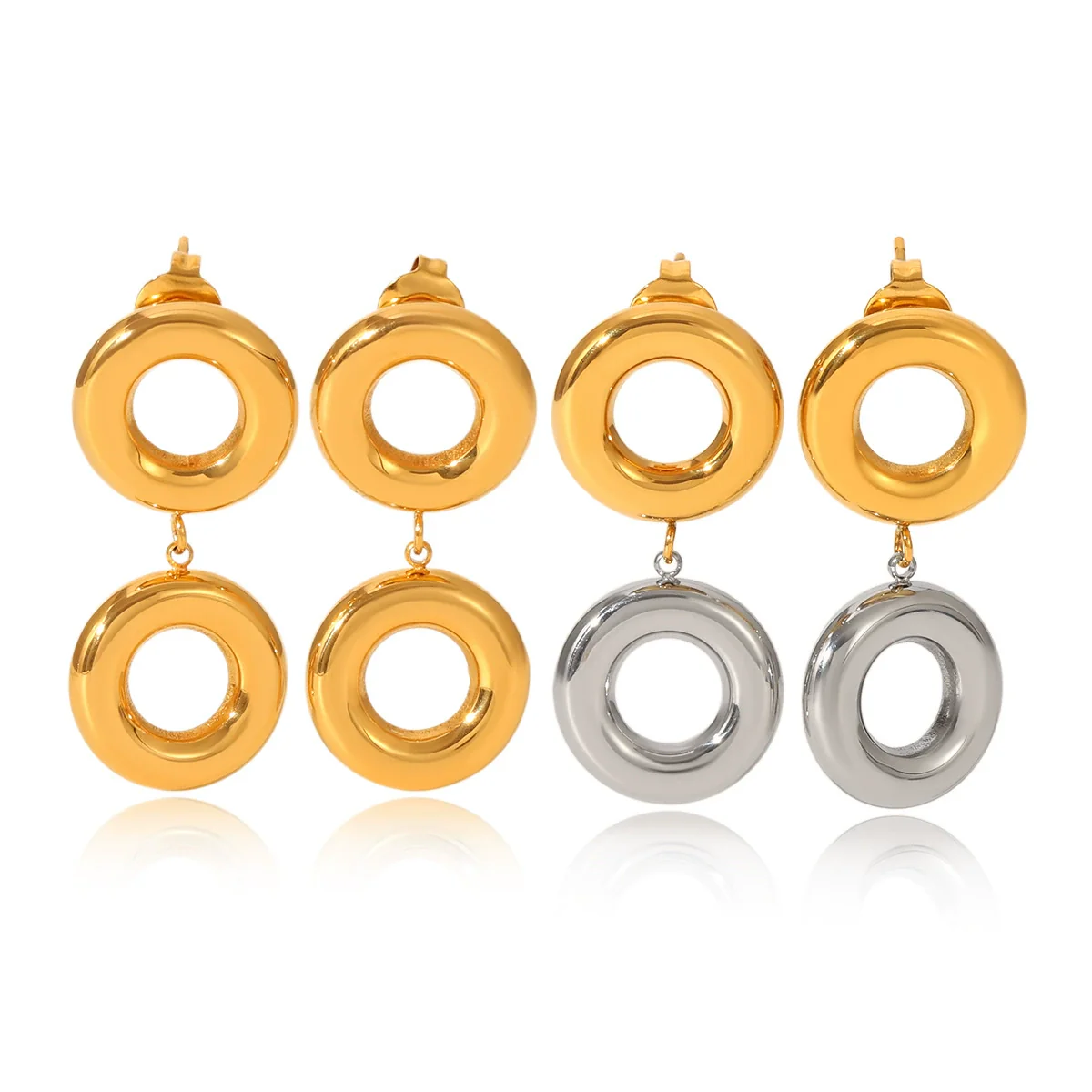 Wholesale Women's Geometric Stainless Steel Earrings With Pvd Furnace Vacuum Real Gold Plating - Image 5
