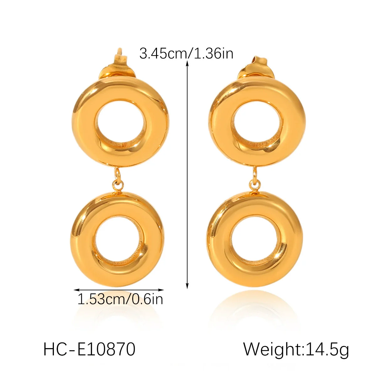 Wholesale Women's Geometric Stainless Steel Earrings With Pvd Furnace Vacuum Real Gold Plating - Image 6