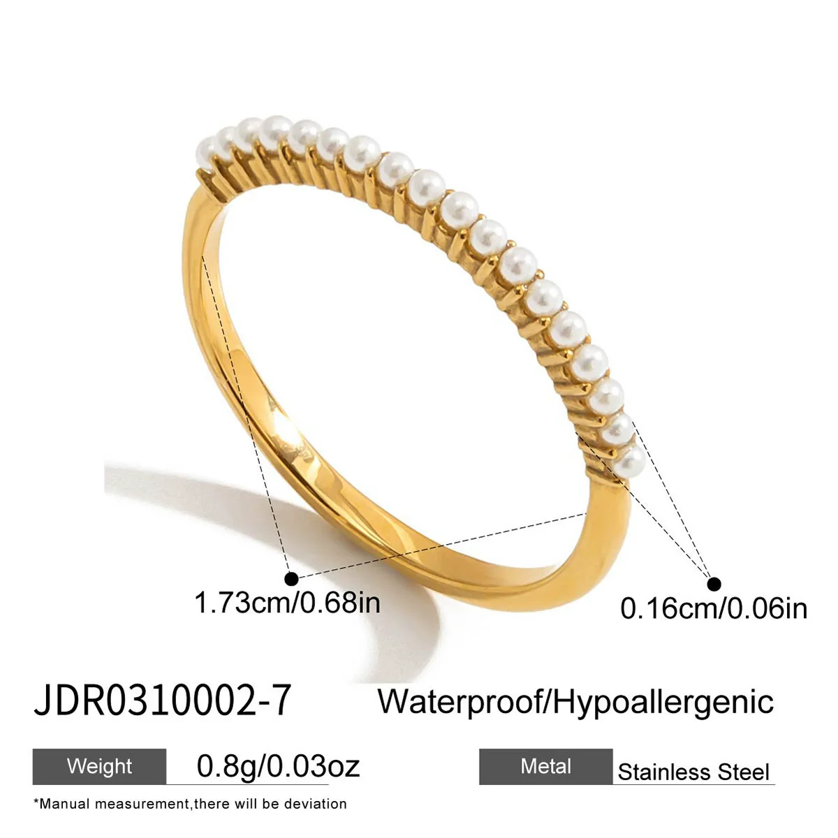 Wholesale Women's Geometric Stainless Steel Electroplated 18K Gold Pearl Ring Fashionable And Versatile Highend Accessories - Image 6