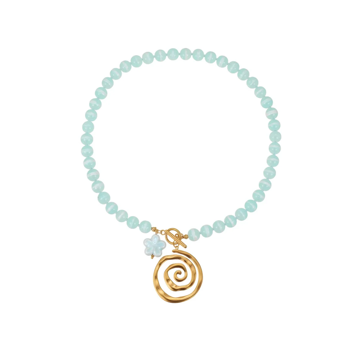 Wholesale Women's Geometric Stainless Steel Electroplated Beaded Spiral Necklace - Image 5