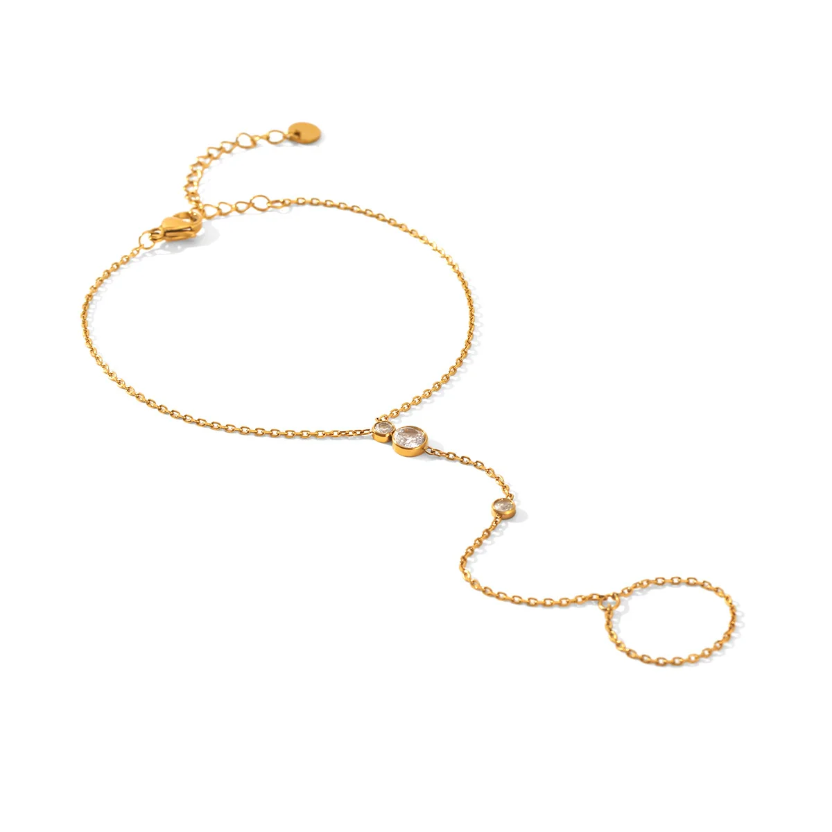 Wholesale Women's Geometric Stainless Steel Electroplated Bracelet And Finger Chain Jewelry - Image 5
